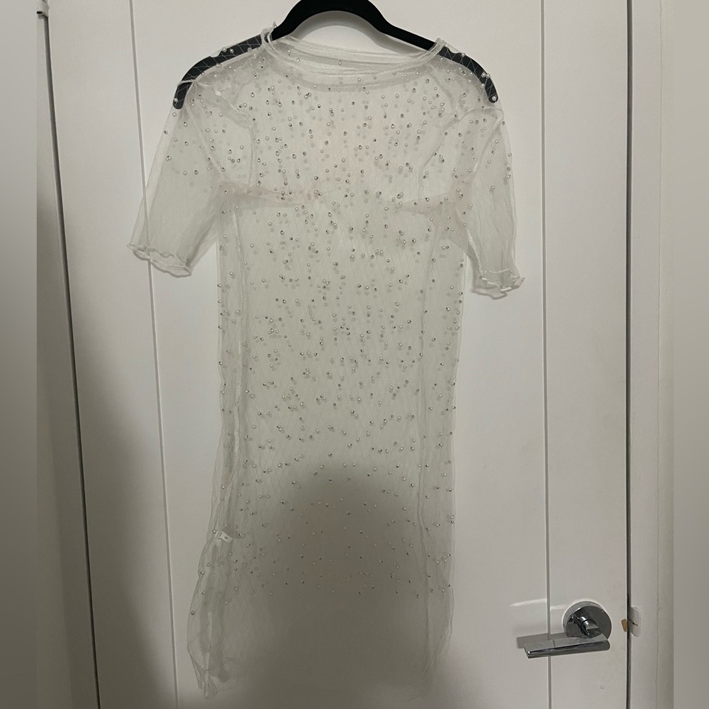 White pearl swimsuit coverup